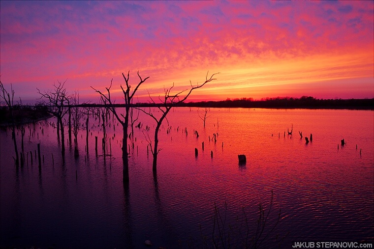 Sunset at El Dorado State Lake, Kansas