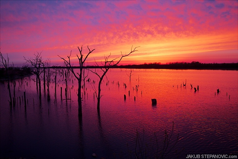 Sunset at El Dorado State Lake, Kansas