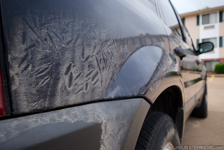 Next day rain created some fun stuff on my car.