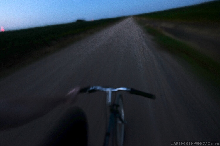 Night gravel biking near Emporia, Kansas