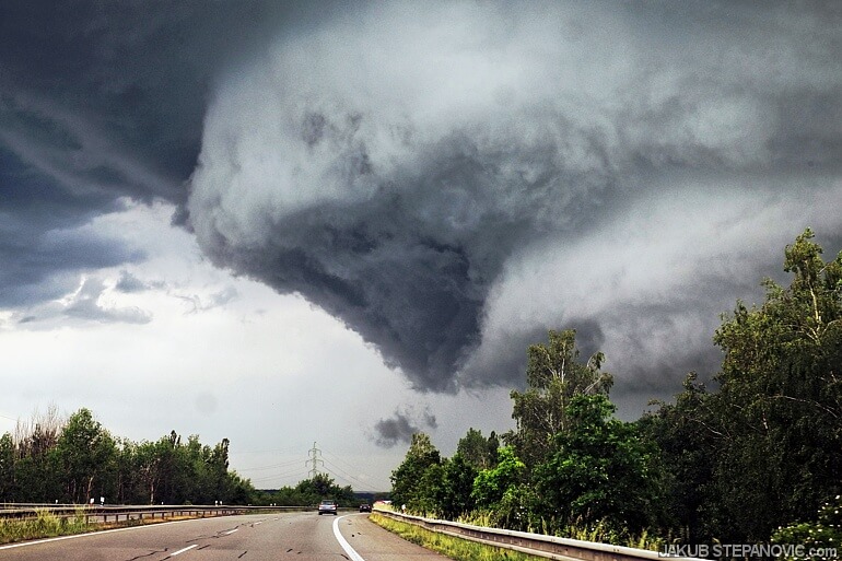 Storm above a road