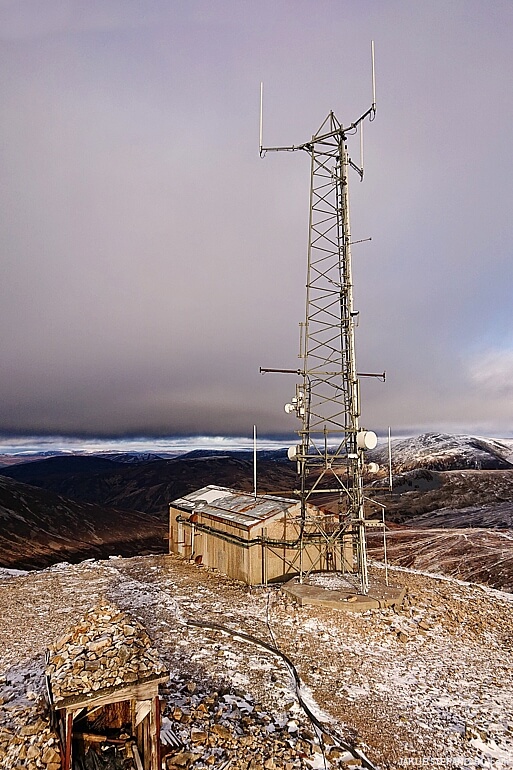 Telecom tower on the top of Cairnwell Munro