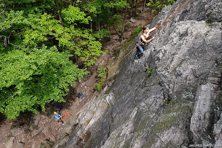 Rock climbing in the Little Carpathians, Slovakia. 