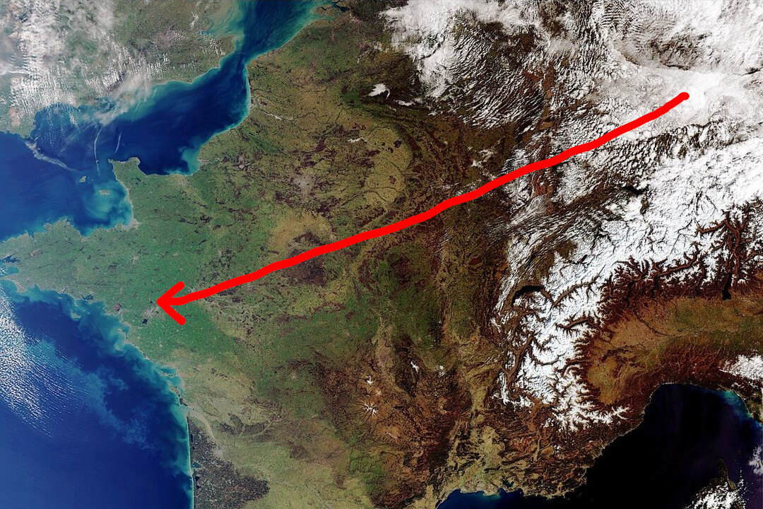 Brief anticyclonic flow over central Europe, 26.2.2022. Source: Copernicus